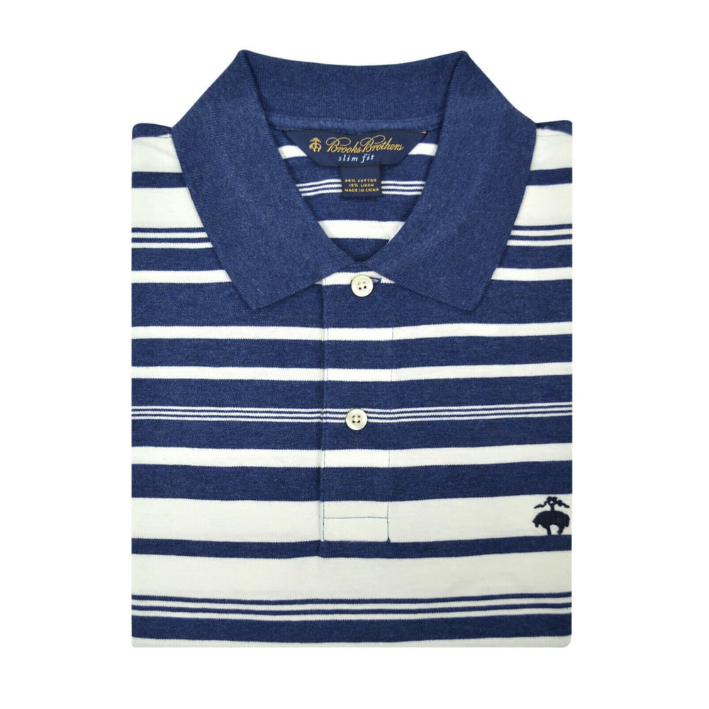 Brooks Brothers New Brooks Brothers Blue White Striped Slim Fit Linen