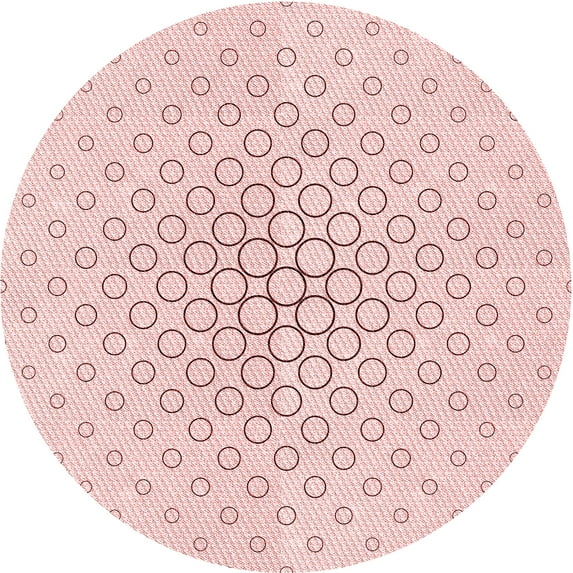 Ahgly Company Machine Washable Indoor Round Transitional Light Coral Pink Area Rugs, 8' Round
