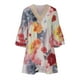thumbnail image 4 of Puntoco Vestido De Manga Corta Con Cuello En V, Vestido De Manga 3/4 Con Cuello En V Y Empalme De Encaje Estampado Informal De Verano Para Mujer Falda Corta Blanco L, 4 of 6