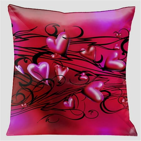 Lama Kasso 172 Romantic Red on Red with Midnight Black Scrolls 18 in. x 18 in. Satin Pillow