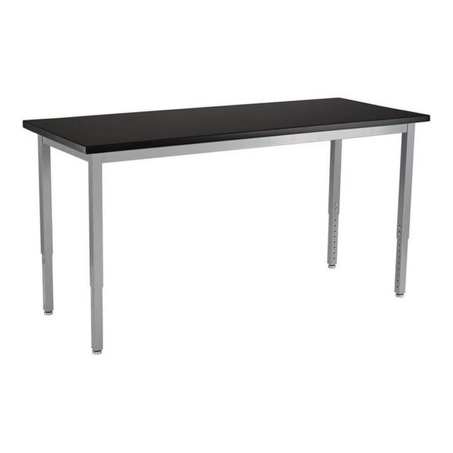 Pemberly Row 24x54" Metal Science Lab Table with Chem-Res Top in Black