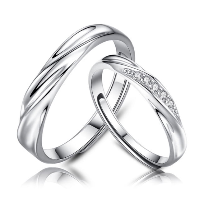 Anillo ajustable para parejas con ilusiones amorosas de plata 925