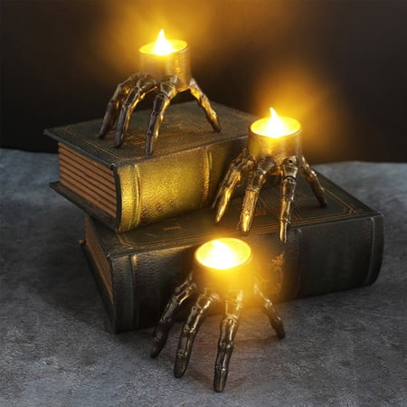 Qocolcyl 2 Pack Halloween Skeleton Lights Decorations, Halloween Candles Lamp Decoration Ornament Indoor Outdoor, Halloween Scary Decor for Home Room Table Outside Yard Lawn Garden Party Supplies