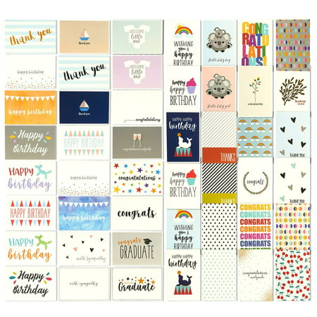 48 All Occasion Greeting Cards - Assorted Happy Birthday, Thank You, Wedding, Blank Designs, Envelopes Included - 4 x 6