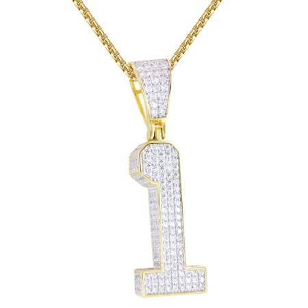 Master of Bling - Silver Men's Number 1 Iced Out Block Letter Pendant ...