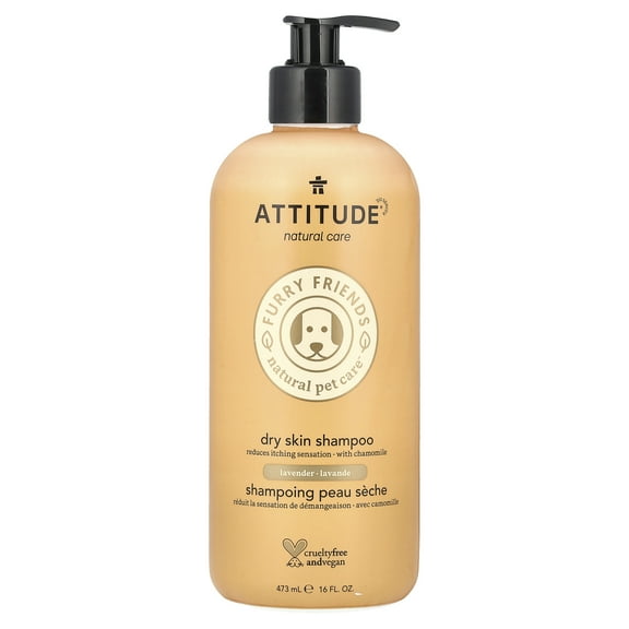 ATTITUDE Natural Itch Soothing Shampoo for Cat & Dog, Hypoallergenic, Vegan and Cruelty-Free, Lavender, 16 Fl Oz (Pack of 1) (81143)