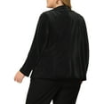 thumbnail image 3 of Unique Bargains Women's Plus Size Velvet V Neck Button Notched Lapel Peplum Blazer, 3 of 6