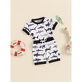 thumbnail image 3 of vera natura Baby Boys Shorts Set, Fish Print Short Sleeve Crew Neck T-shirt with Shorts Summer Outfit, 3 of 9