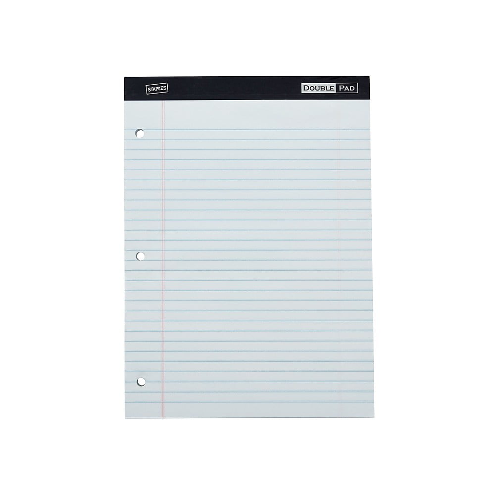 Staples Double Pad Notepads 8.5x11.75 White 100 Sh/Pd 6 Pd/Pk TR57350