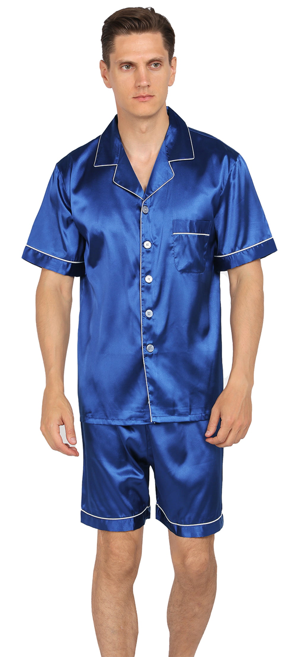 YIMANIE Mens Satin Pajamas Set Classic Sleepwear Loungewear 