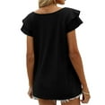 thumbnail image 6 of Spencer Women's Summer Tops V Neck Ruffle Short Sleeve Tunic Top Casual Flowy Blouse Shirts, 6 of 6