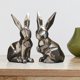 thumbnail image 5 of Escultura de animal pequeño hecha a mano, decoración galvanizada para mesita de noche, repisa de chimenea dos conejos, 5 of 9