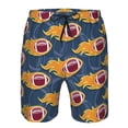 thumbnail image 4 of Yiaed Burning Rugby Balls Print Men's Swim Trunks with Lining Quick Dry Sports Shorts Beach Shorts Boardshorts-Small, 4 of 5
