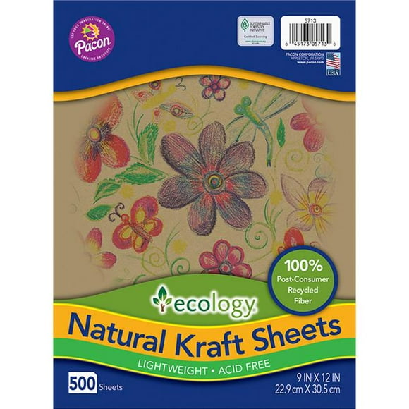 Pacon PAC5713 9 x 12 in. Ecology Natural Kraft Sheets
