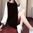 thumbnail image 5 of Fashion Women Casual O-Neck Dresses Casual Long Sleeve Loose Fit Solid Color Pullove Dress, 5 of 6