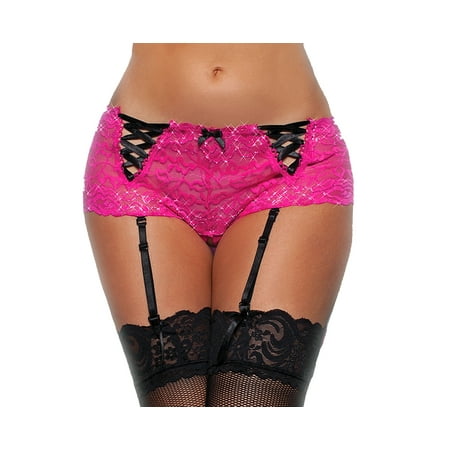 Open Crotch Boyshorts - Lacy Line Sexy Open Crotch Boyshort Panties With Removable Garters
