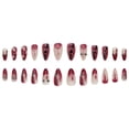 thumbnail image 7 of Tryvkinvive 24PCS Medium Almond Press On Nails,Nude Red Ombre Drip Crackle Rhinestone Fake Nails,Reusable Full Cover Glue On Nails for Women Gothic Halloween Party, 7 of 7
