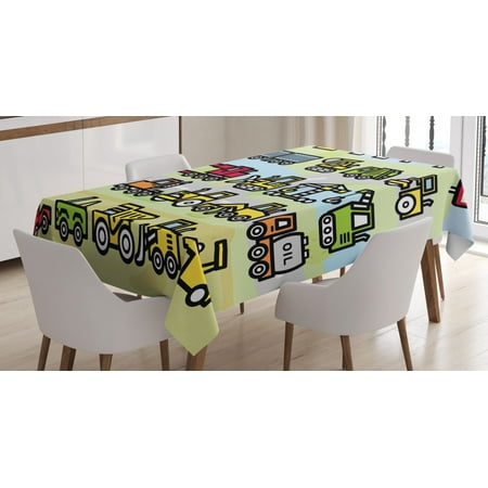 

Boy s Tablecloth Excavator Loader Machines Signs and Vehicles in Cartoon Style Drawing for Toddlers Rectangular Table Cover for Dining Room Kitchen 60 X 84 Inches Multicolor by Ambesonne