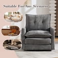 thumbnail image 6 of 360°Swivel Accent Chair, Upholstered 28''W Oversized Armchair, PAPROOS Barrel Chair Reading Armchair with Side Pockets & Cushion, Modern Accent Chair with Metal Base for Living Room Bedroom, Gray, 6 of 8