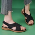 thumbnail image 3 of Orthopedic Sandals for Women OPen Toe Rhinestone Strap Breathable Arch Support Footbed Slingback Platform Walking Shoes Black Size 6, 3 of 8