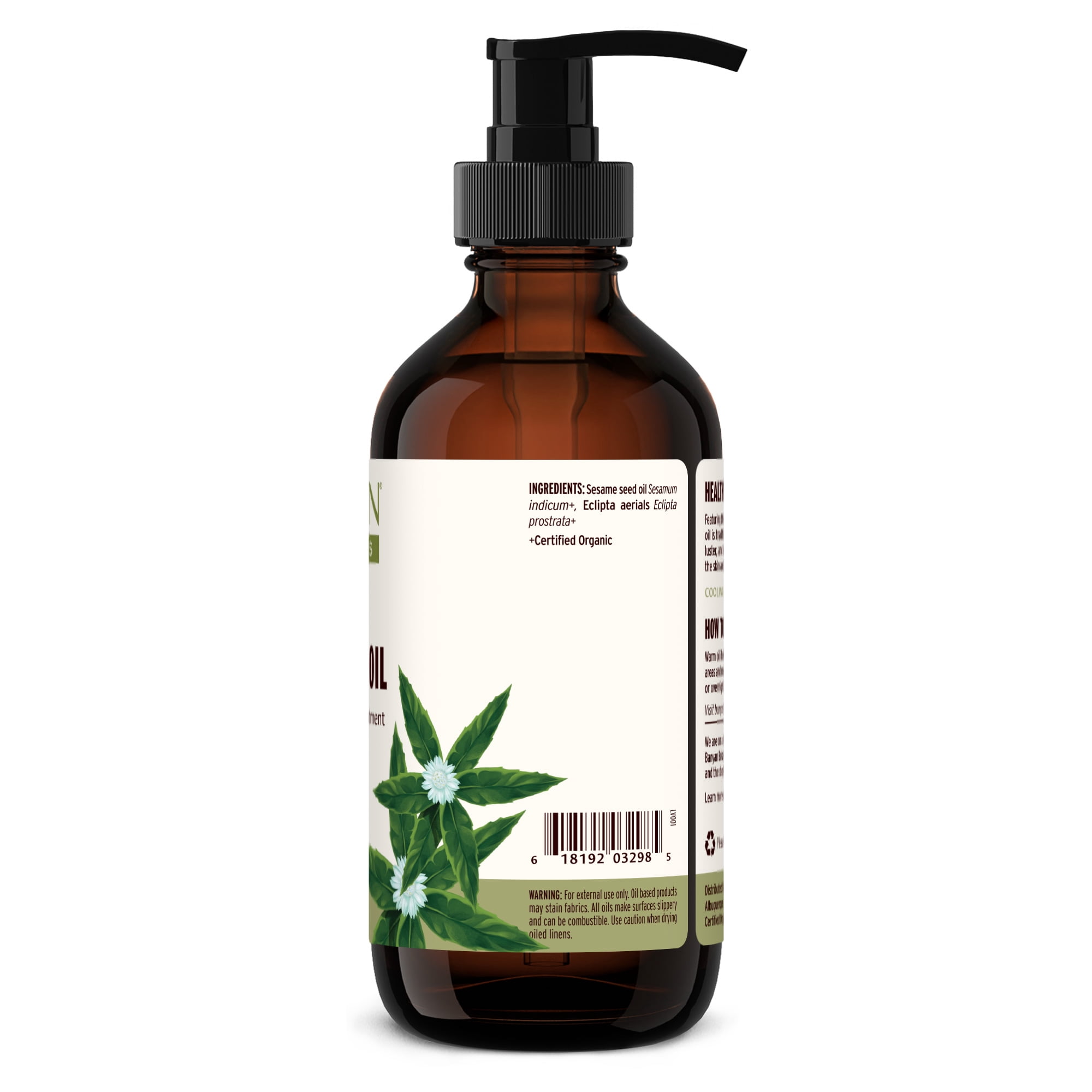 Banyan Botanicals Organic Bhringaraj Oil – Supports Healthy Hair Growth – Oil Made with Traditional Methods – 8 oz. – Non-GMO Sustainably Sourced Ayurvedic Hair Oil
