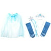 Pretend Play Dress Up Mozlly Blue Princess Twinkle Star Costume Cape and Mozlly Blue Ice Princess Tiara Wand and Gloves Set (4pc Set)