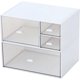 thumbnail image 1 of Desk Organizer with 4 Drawers,Makeup Organizer,Plastic Miscellaneous Storage,Dresser Organizer,Desk Organizer,Bathroom Counter or Vanity,White, 1 of 4