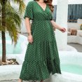 thumbnail image 1 of Vestido A Media Pierna Falda casual Mujer Cuello en V Tallas grandes Punto Impreso Ropa de fines de semana (Verde 4XL) Cgtredaw para Mujer Verde T S, 1 of 9