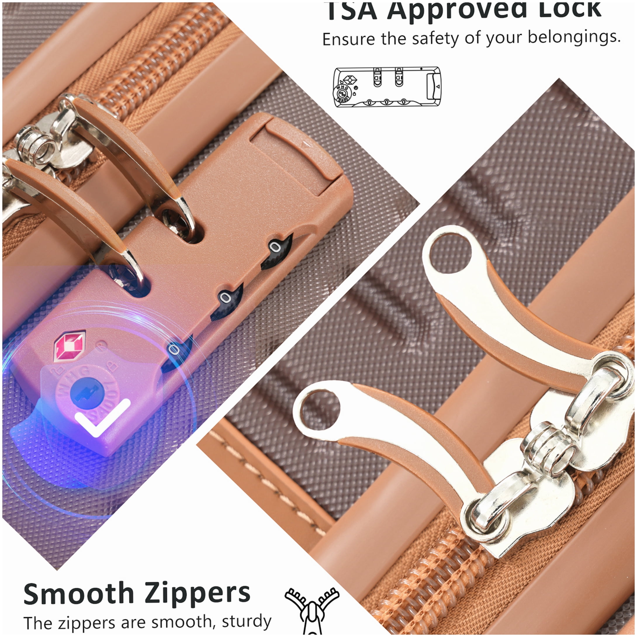 TSA Lock Hardshell Luggage Set with 360° Wheels, Lightweight ABS Suitcases for Carry-On and Check-In