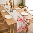 thumbnail image 3 of Table Runner 72 Inches Long for Kitchen Dining, Red Orange Cherry Blossoms Dresser Scarf Farmhouse, Dining Table Decorations for Wedding/Parties, Spring Weeping Leaves Burlap 13 x 72 In, 3 of 8