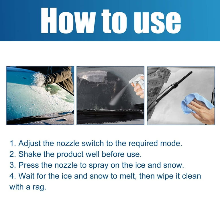 Deicer Spray For Car - 3×60ML Window Ice Melt, Windshield Deicer Spray,  Defrosting Anti Frost Spray, Powerful Snow And Frost Remover For Instantly