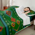 thumbnail image 4 of Manfei Tribal Aztec Queen Sheets, Boho Geometric Queen Sheet Sets, Teal, Orange and Green, Black Reversible 4-Piece1 Flat Sheet + 1 Fitted Sheet + 2 Pillowcases, 4 of 6