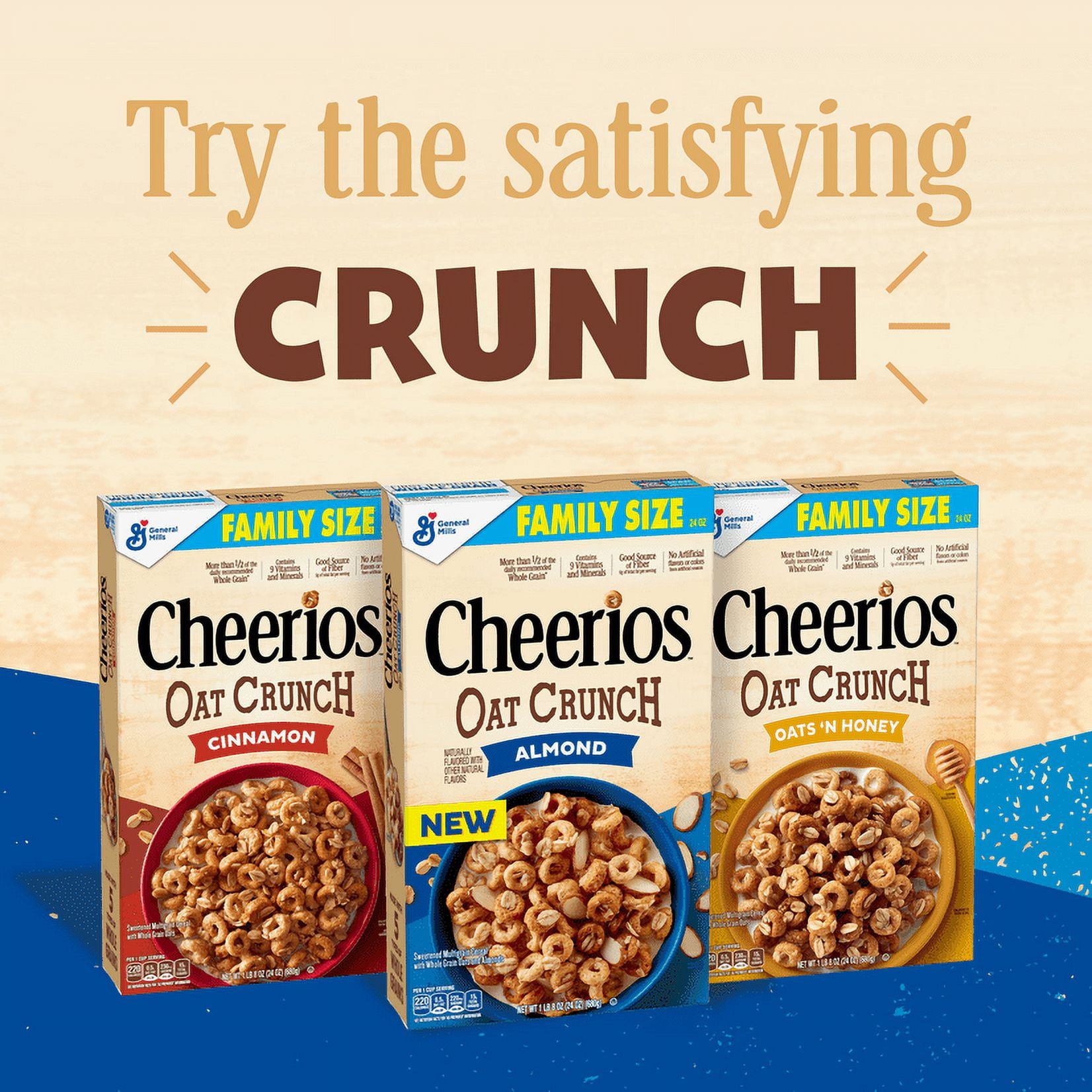 Cheerios Oat Crunch Oats & Honey Breakfast Cereal, 26 oz