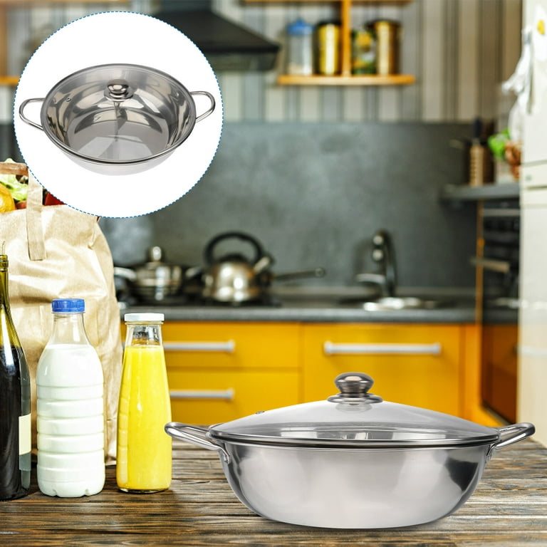 Multifunctional Induction Cooker Pot Stainless Steel Dual Hot Pot Cookware Cooking Pots with Lid (304#32cm), Size: 32*32CM