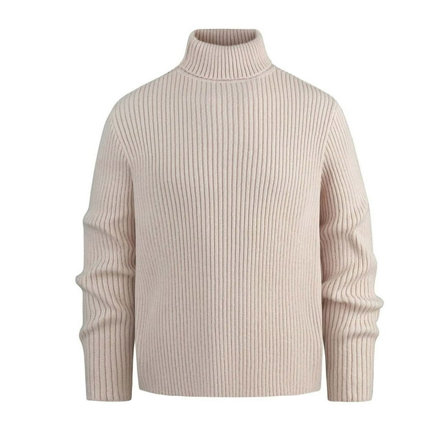 Wzzjkit Fall Clothes Men's Long Sleeved Knitted Cardigan Striped Versatile Pullover Top Men's High Neck Sweater