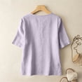 thumbnail image 4 of Summer Linen Shirts for Women 2026 Trendy Short Sleeve Boho Tops Dressy Casual Crewneck Vacation Tunic Blouse Purple L, 4 of 4