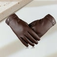 thumbnail image 3 of TISHITA Men Winter Warm Gloves With Wool Lining Leather Touchscreen Snap Closure Cycling Brown, 3 of 6