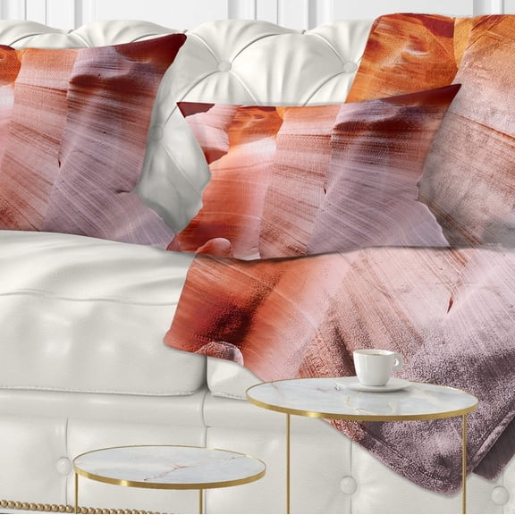 Designart Sun Rays in Antelope Canyon - Landscape Photography Throw Pillow - 12x20