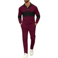 thumbnail image 2 of Yusimy Men's Solid Color 2-Piece Waffle Knit Cardigan Set Long Sleeve Elastic Waist Drawstring Straight Leg Pants Casual, 2 of 5