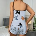 thumbnail image 4 of Ensemble de Pyjama d'Été Décontracté pour Femmes avec Débardeur à Bretelles Spaghetti et Shorts, Imprimé Papillon, 4 of 6