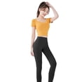 thumbnail image 1 of Camiseta deportiva corta de verano para mujer, de secado rápido, con almohadilla para el pecho, ajustada para correr, fitness, yoga, mangas cortas, 1 of 1