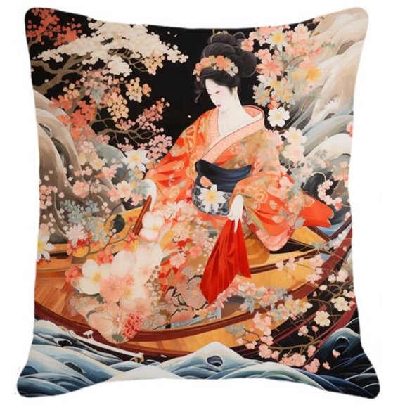 11CT Cross Stitch Kits for Adults Colorful Oriental Woman Printed Cross Stitch Kits for Adults Embroidery Kit DIY Hand Embroidery Pillow Case Kit