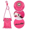 thumbnail image 4 of Bandolera Montana West Fringe de piel rosa para mujer, 4 of 6