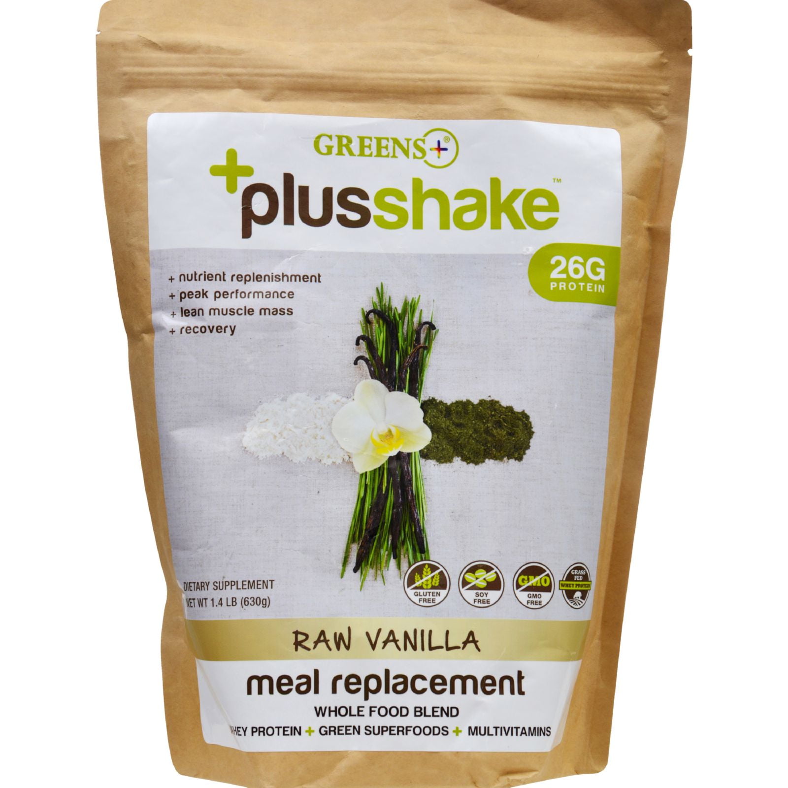 Greens Plus Meal Replacement PlusShake Raw Vanilla 1.5 lb