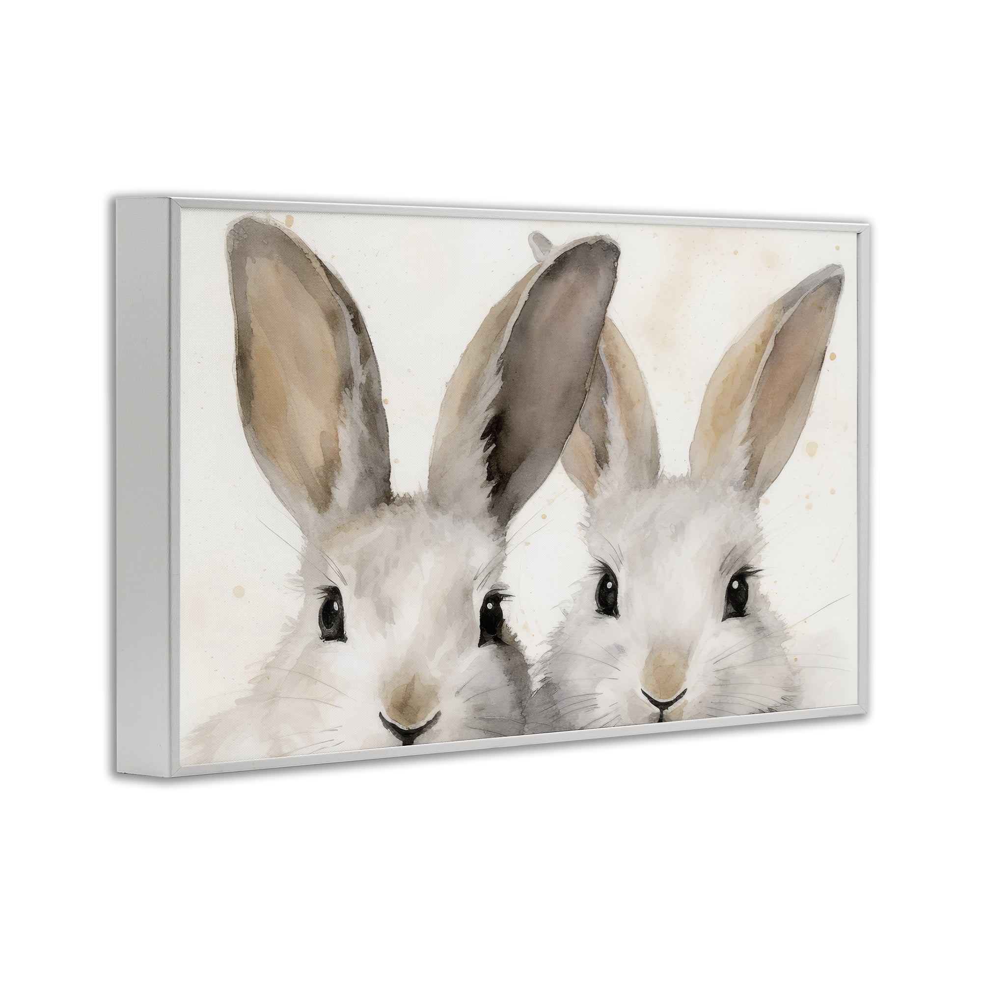 Stupell Industries Two Peeking Rabbits Animals & Insects Painting White Framed Art Print Wall Art, 24 x 16