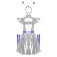 thumbnail image 4 of Aislor Womens Outer Space Alien Dress with Gloves Headband Halloween Space Cadet Rave Outfit Silver M, 4 of 7