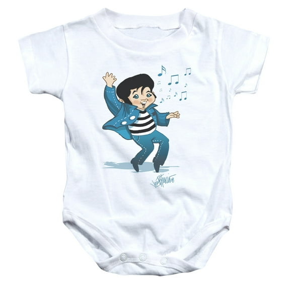Trevco ELV680-SS-2 Elvis Presley & Lil Jailbird Infant Snapsuit, White - Medium - 12 Months