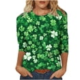 thumbnail image 1 of Mujeres 3/4 Manga Tops Y Blusas Impresas Cuello Redondo Casual Camiseta, Mujeres 3/4 Manga Tops para el Uso de Primavera Y Verano, 1 of 5
