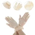 thumbnail image 2 of Unique Bargains 1 Pair Sunblock Mittens Bow Mesh Sun Block Driving Gloves for Women Beige, 2 of 5
