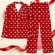 thumbnail image 5 of Pijama informal de manga larga con estampado para mujer, traje de pijama con solapa holgada y bolsillo con botones, top y pantalones de poliéster., 5 of 7